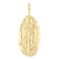 14K Yellow Gold Religious Virgin Mary Guadalupe Pendant Charm For Necklace Chain