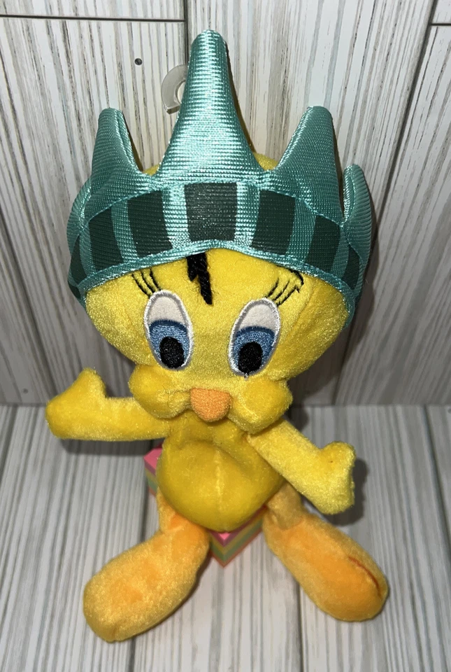 WARNER BROS Piolín Pájaro Estatua de la Libertad Bolsa de Frijoles Peluche 8"L 1998 Foto 2 de 4