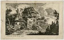 Antique Print-LANDSCAPE-RUIN-INN-BARN-Le Sueur-1772