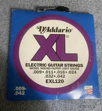 D'Addario EXL120 Nickel Wound Super Light Electric Strings, .009 - .042, 1 Pack