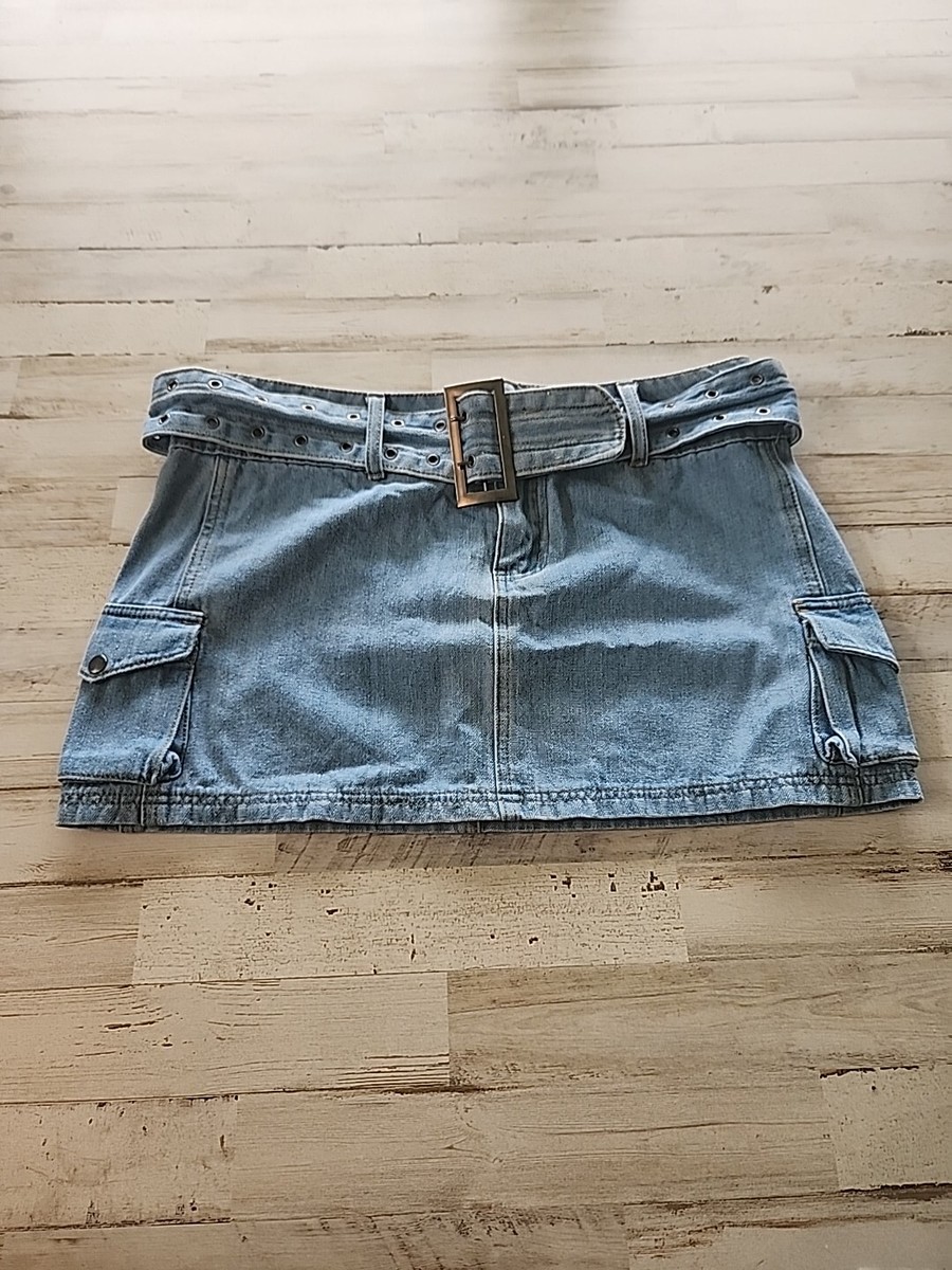 NWT Princess Polly Skirt Iconic Cargo Mini Skirt Blue Jean Denim