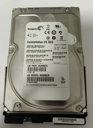 LSI 41793-02 SED ST32000445SS 2TB 7.2K 6Gb SAS 3.5" Hard Drive w/ 48324-00 Sled - Afbeelding 2 van 2
