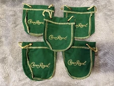 CROWN ROYAL LOT OF 5 CLASSIC STYLE 50ml APPLE GREEN MINI SHOOTER BAGS 