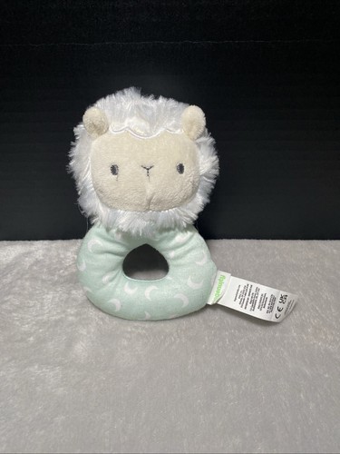 Ingenuity Sheppy Sheep Plush Soft Baby Rattle Ring Handheld Blue White ...