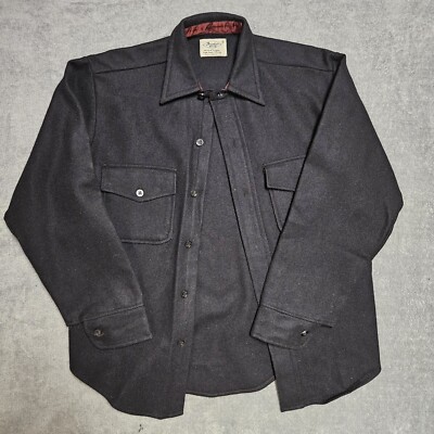 Vtg Frontier Wools Single 90% Wool Charcoal Black Jacket
