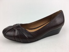 Nurture Joclynn 201 Women  s Brown Leather Slip On Wedge Heels Size 7.5 M