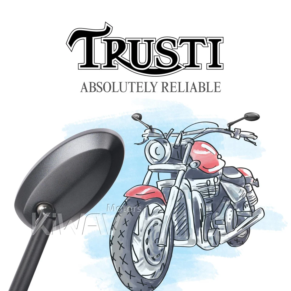 VAWiK Trusti Black Oval Rear View Mirrors Convex Lens10mm 1.5p for BMW R nine T - Изображение 3 из 4