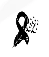 Suicide Awareness Ribbon Feather Birds Sticker Decal 