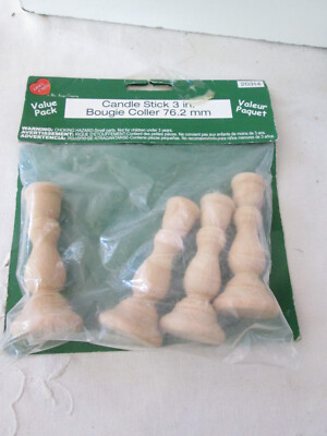 Pkg. of 4 Unfinished Wooden 3''  Candle Stick Candle Holder - Laura's Crafts, New