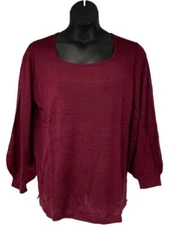 Antthony Square Neck Bishop Sleeve Sweater Merlot