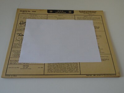A.E.A. Tune Up System Charts DE SOTO Six 1950 model s-14