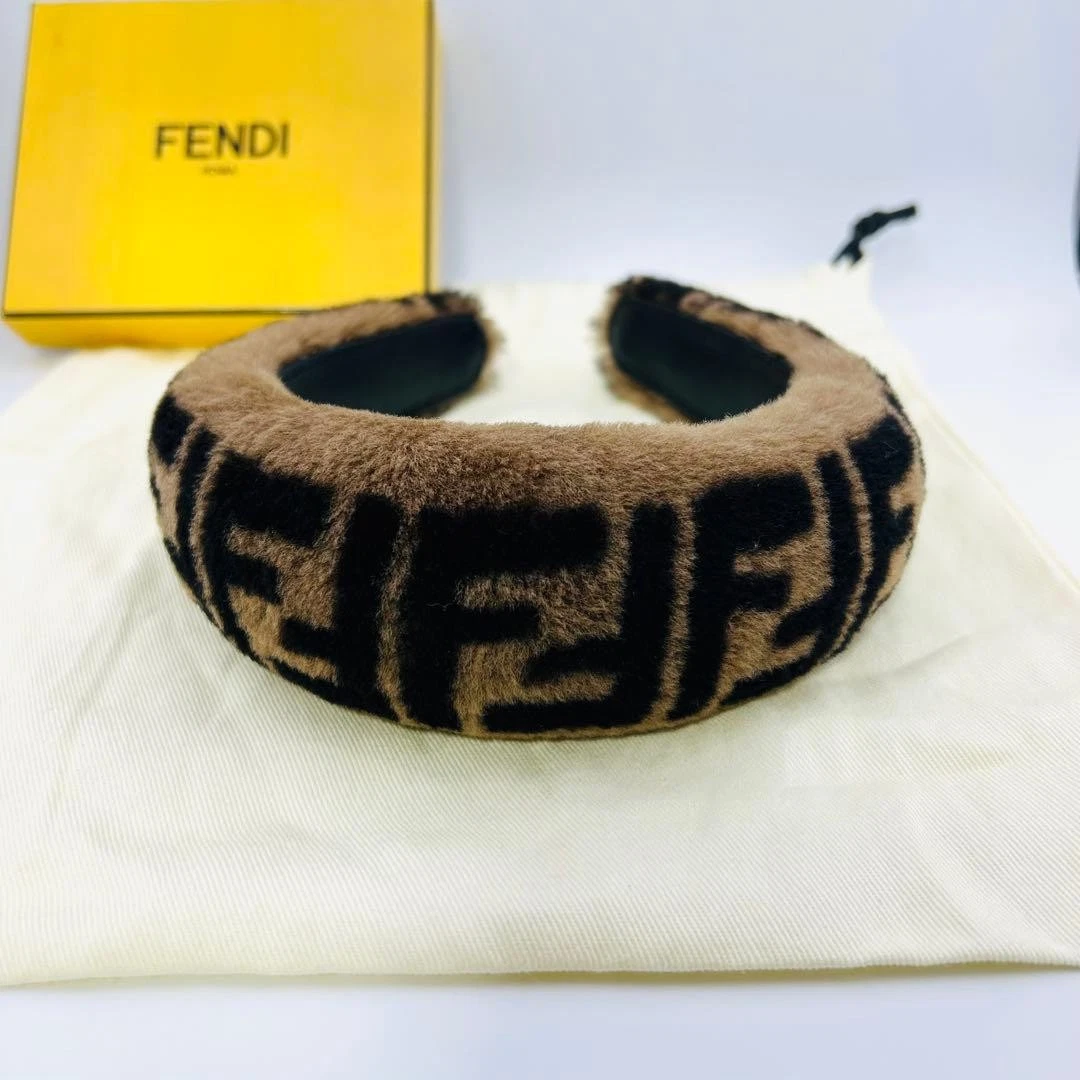 Fendi Logo Stretch Ribbon Head Band Hair Tie Fendi Vintage FF Zucca Logo Jacquard Scrunchie Hair  main image 3