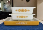New ListingVtg Pyrex Butterfly Gold 3 pc Bakeware Set 933 Lasagna 913 Loaf 922 Brownie Pan
