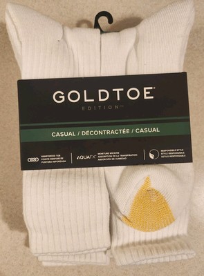 Goldtoe Edition Men's 6-PACK Casual Cushion Crew Socks AQUA FX White #32125