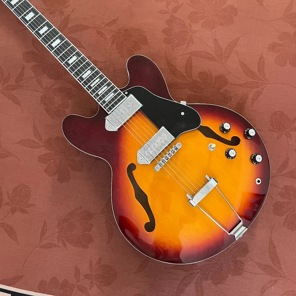 Заказная 335 электрическая джазовая гитара полу полая 3 цвета золотистый гриф из красного дерева - Изображение 3 из 4