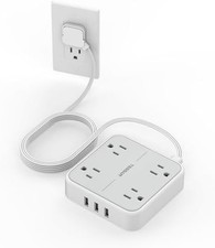 Small Surge Protector with USB Ports and 5 ft Cord