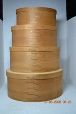 Set of Four Vintage Graduated Bentwood Fingered Joint Oval Shaker Pantry Boxes