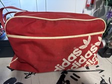 Vintage 70s 80s Original Adidas Red Duffle Gym Bag RARE EUC Zip Strap