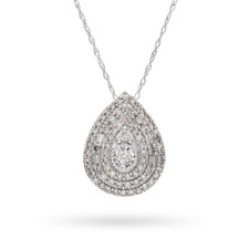 10k White Gold 0.68tcw Diamond Teardrop Pendant Necklace