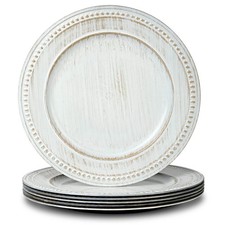 13" Vintage Charger Plates, Beaded Chargers for Dinner Plates Set of 6, Charg...