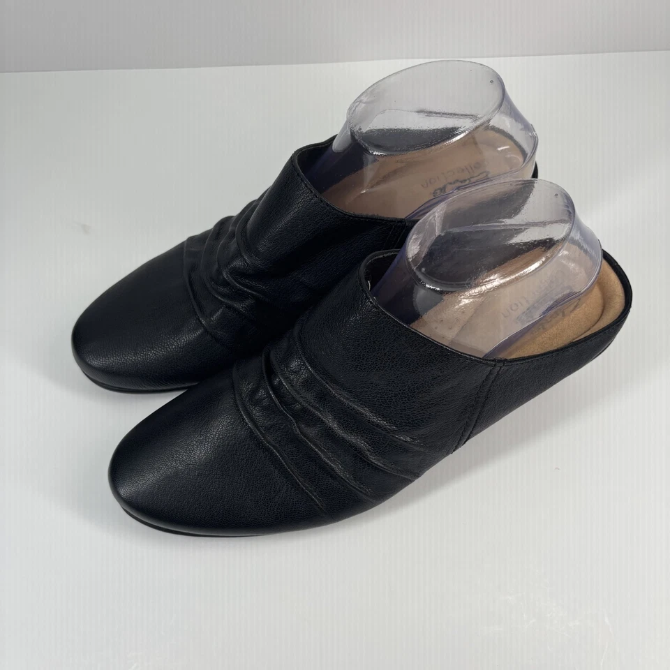 Clarks Emily 2 Charm Women’s 11M Black Leather Mule Clogs Slip-On Comfort Shoes - Image 2 of 4