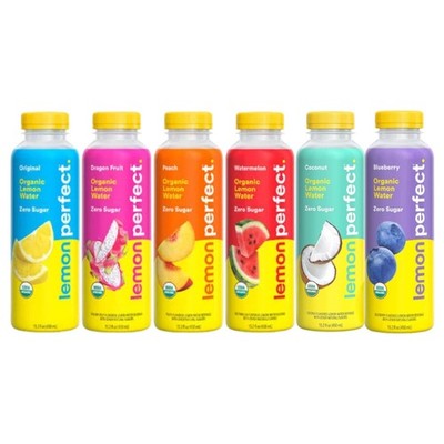 Lemon Perfect 6 Flavor Variety Pack   6 or 12 Bottles   Organic Lemon Water