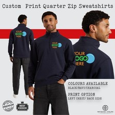 Personalised Quarter Half ZIP Sweatshirt Fleece Custom printed Unisex Sweater