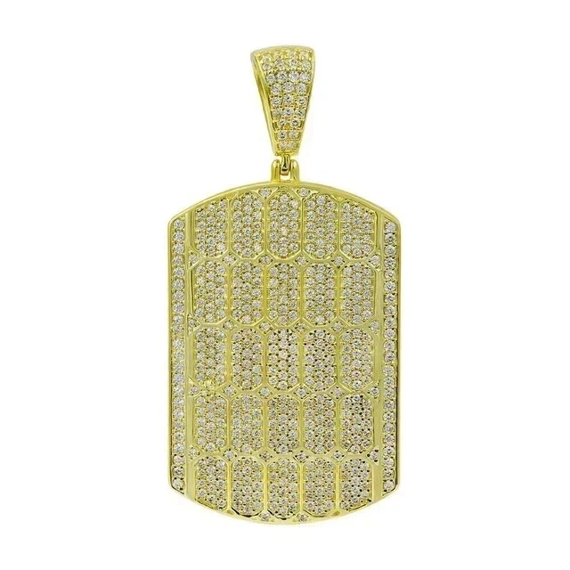 Colgante de moissanita real de corte redondo de 2,60 quilates enchapado en oro amarillo de 14 quilates para hombre Foto 2 de 4