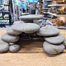 Grey Pebble Stack Rock Effect Fish Tank Cave Hideaway Turtle Aquarium Ornamen