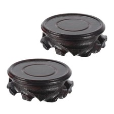 Wooden Stand Holders Displays Base 60mm Diameter Black Vase Bonsai 2 Pack