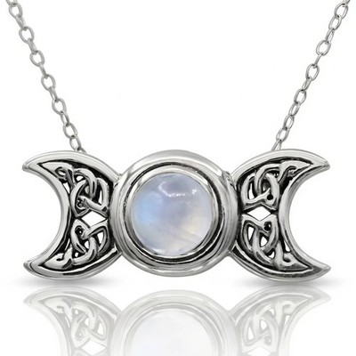 Dreifache Mondgöttin Halskette Sterlingsilber Mondstein Anhänger Mondschmuck