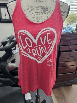 Women's XL Red & White ''Love To Run'' Racerback Knit Singlet Top By Next Level