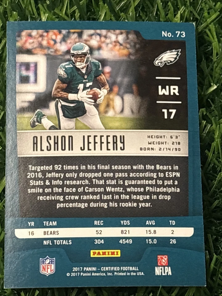 2017 Certified Mirror /499 Alshon Jeffery #73 Philadelphia Eagles - Image 2 of 2