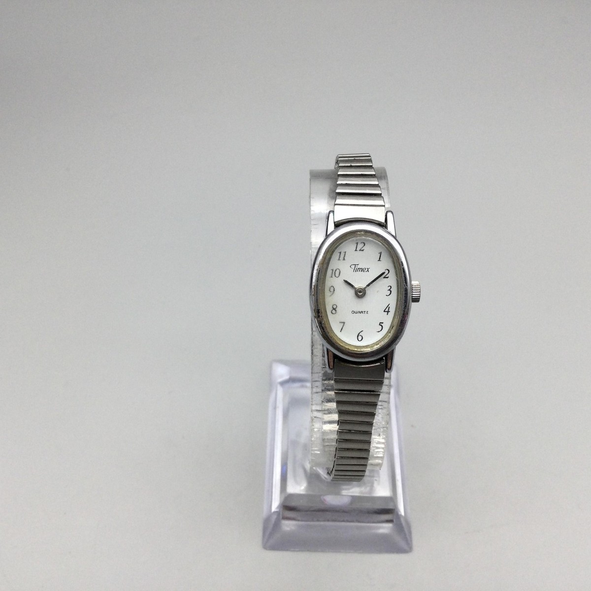 Vintage 1950s Timex Ladies Oval Mechanical Watch Silver Dial Expansion Bracelet Ladies TIMEX Mechanical Watch Vintage Stainless Steel Mesh  main image 4