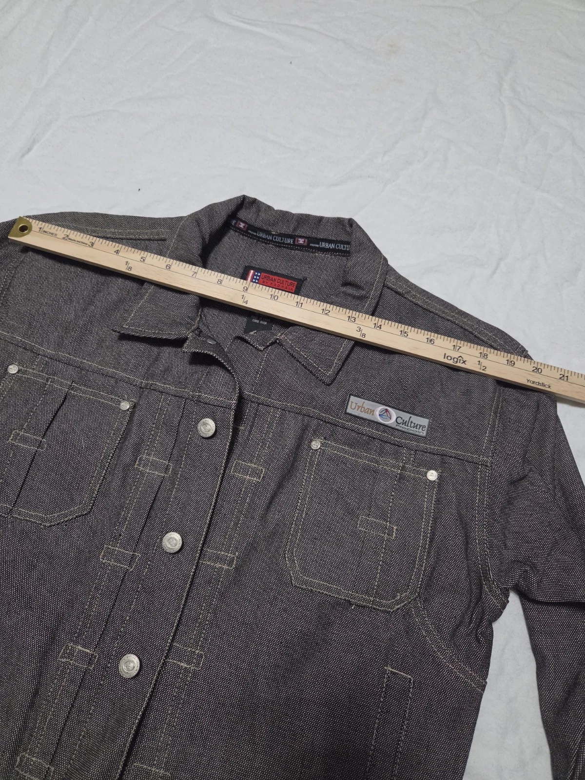 Propain Urban Culture  Mens  Black Denim Front Button Jacket Cotton Longsleeve M image 11