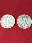 LOT of 2 - 1918 S  +  1920 P  LIBERTY WALKING Half Dollars - 90% Silver