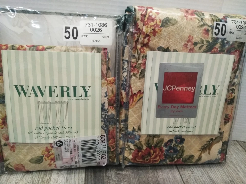 Painel de bolso Waverly Drapery Rod (1) e camadas de bolso de haste 60" (2) SAISON-CREME - Imagem 4 de 4