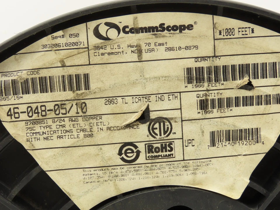 CommScope 4604805/10 Wire Spool 24AWG 4 Pair Sun Oil Resistant Cat5e Cable 800' - Image 4 of 4
