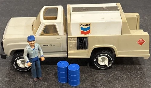 1970s Tonka XR-101 Chevron Promotional Truck w/Driver & Drums Pressed Steel 🔥