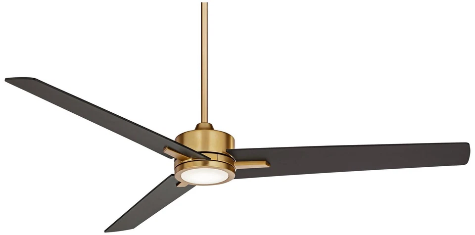 60" Modern 3 Blade Indoor Ceiling Fan Light LED Remote Soft Brass Black House - Image 2 of 4