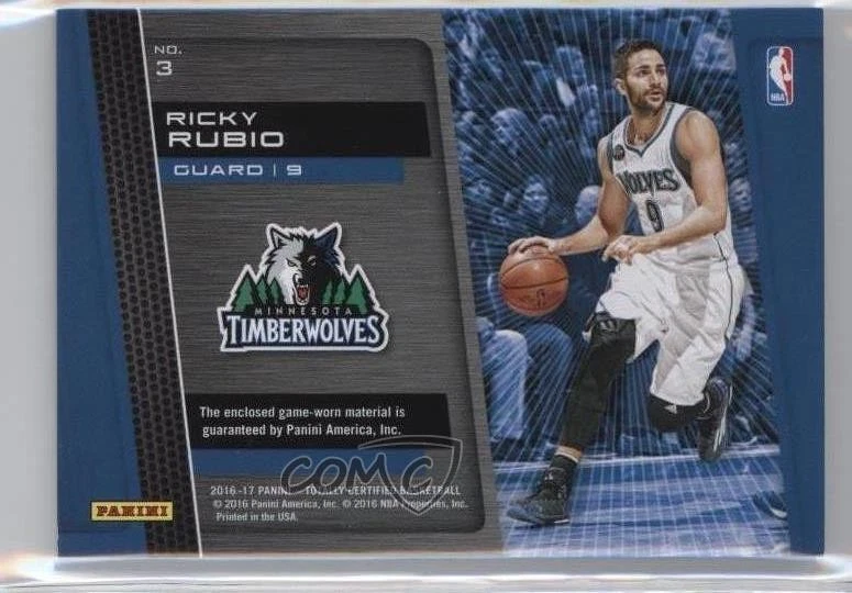 2016-17 Panini Totally Certified Materials Camo /25 Ricky Rubio #3 - Image 2 of 2