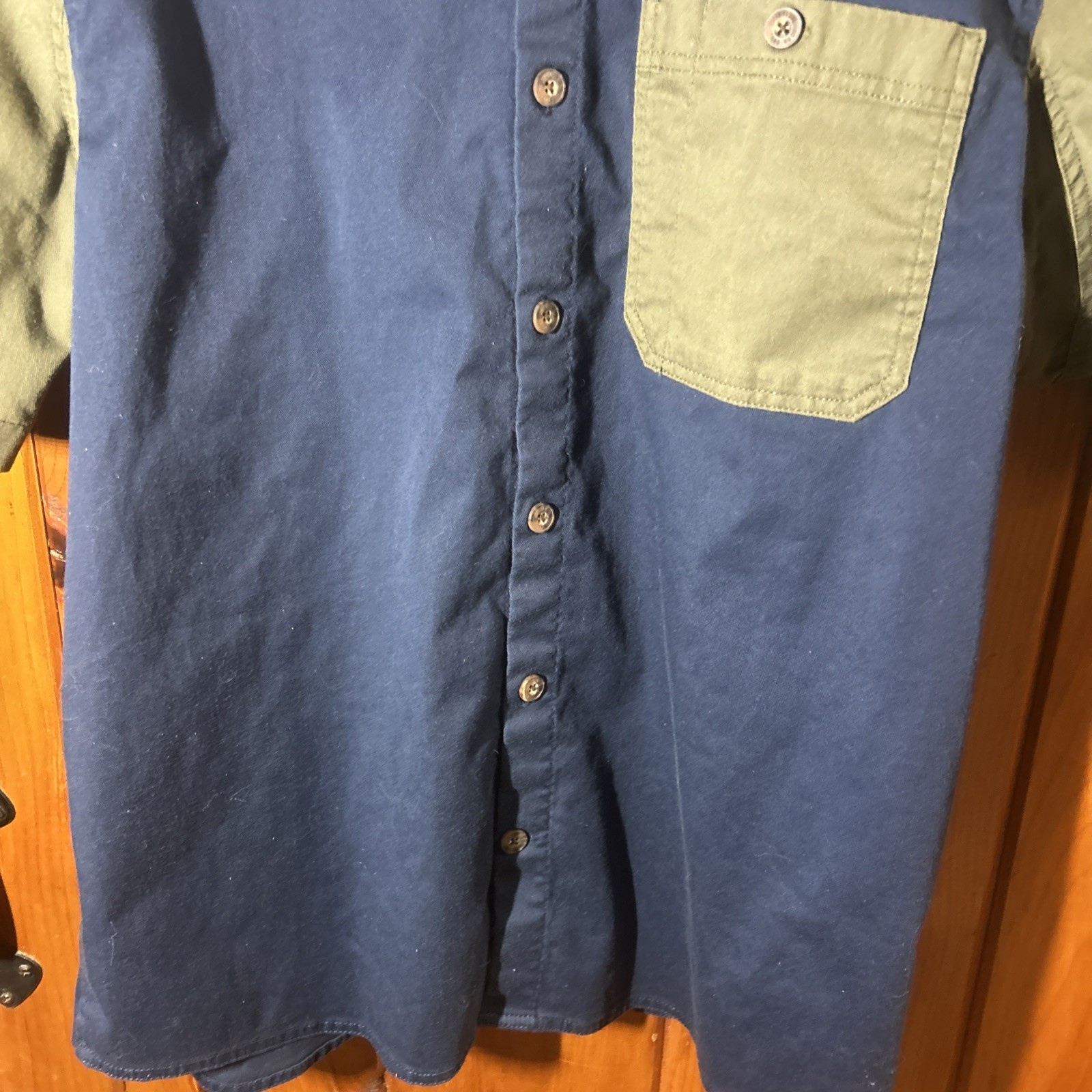 Ultra Rare! 2 Tone Duluth Trading Co. Uniform Cotton S/S Button Front Shirt Pics image 5