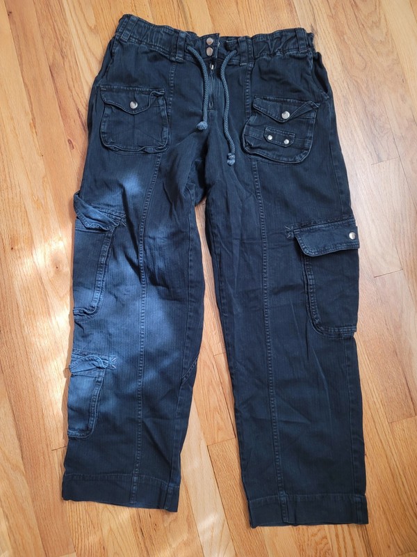 Free People We The Free Pants Black Tahiti Cargo Pant Size S Pre-owned