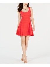 GUESS Womens Red Sleeveless Scoop Neck Mini Party Fit + Flare Dress L