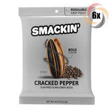 6x Bags Smackin' Cracked Pepper Flavor Jumbo Sunflower Seeds 4oz Small Batch