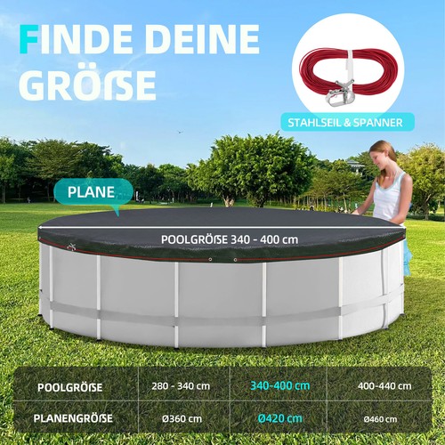 Poolabdeckung Pool Abdeckplane Poolplane Rund Solarplane Abdeckung UV-Resistente - Bild 5 von 39