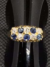 Antique 18ct Yellow Gold  Old Cut/ Mine Cut Diamond & Sapphire Ring