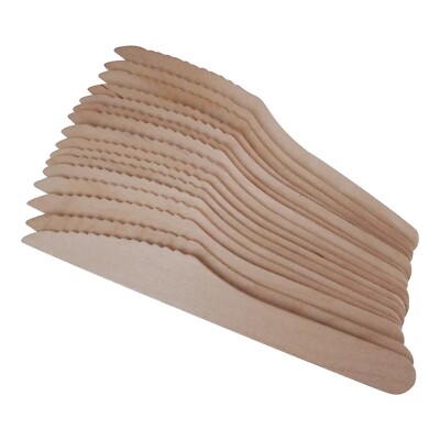 100 Disposable Wooden Knives 16.5cm Biodegradable Cutlery Set For BBQ Catering