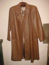 Nwot Ladies Brown Leather 3/4 Length Swing Style Coat Size Small/medium