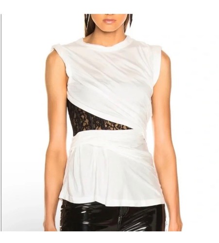 alexander wang white lace bustier t shirt size 6 - Afbeelding 1 van 7